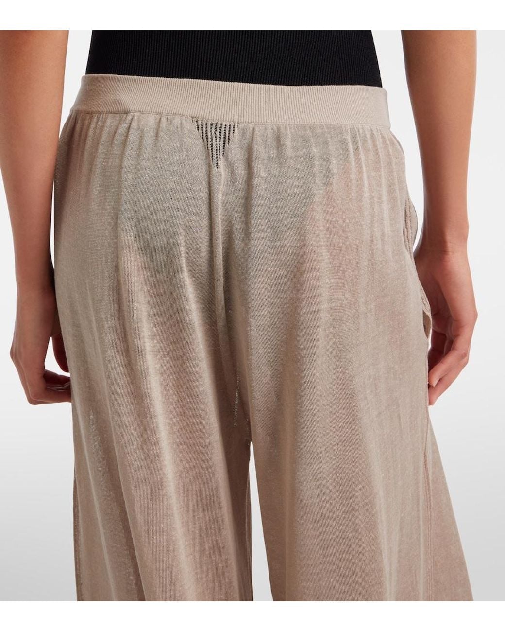Alaïa Natural Linen And Silk Wide-Leg Pants
