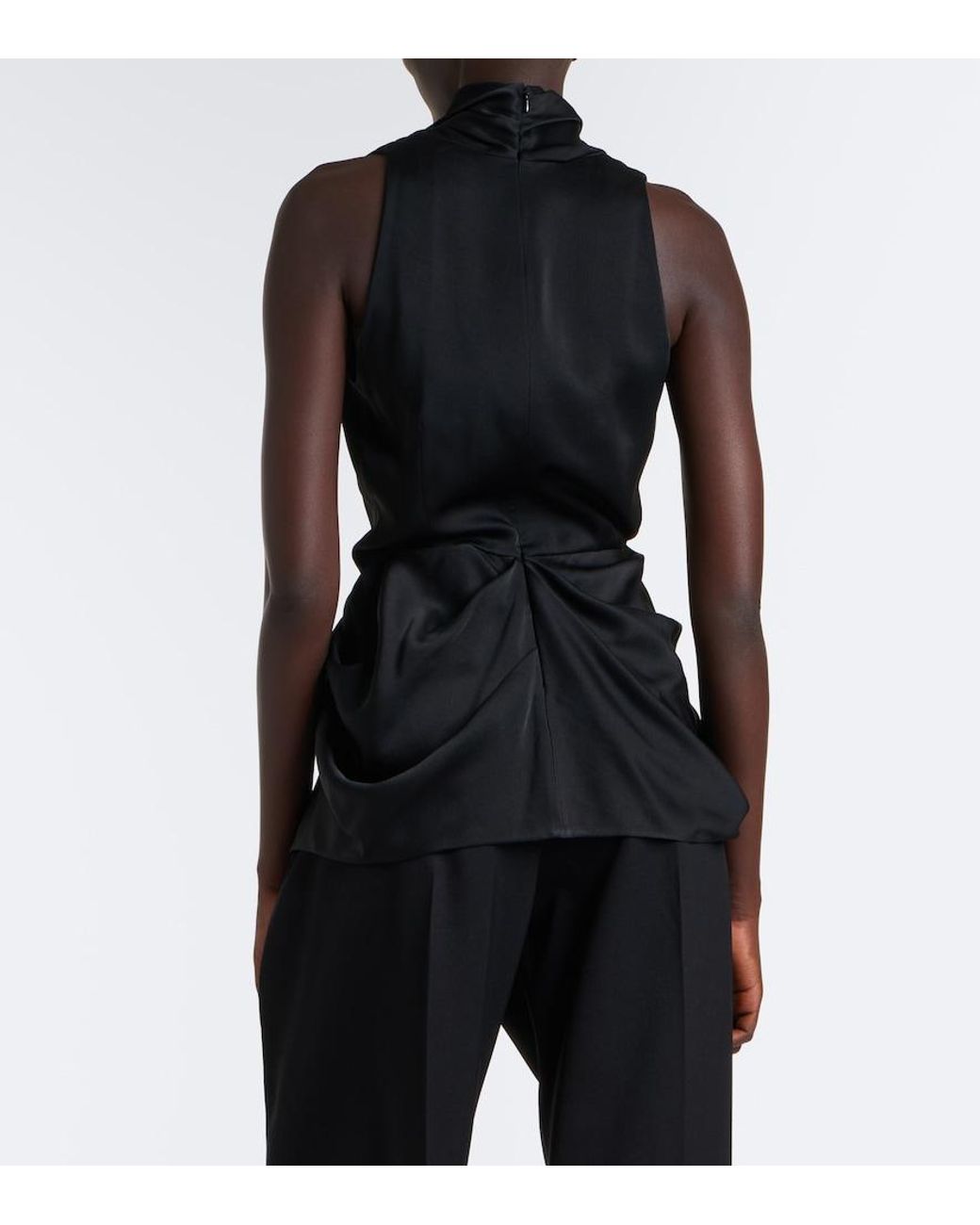 Givenchy Black Draped Satin Top
