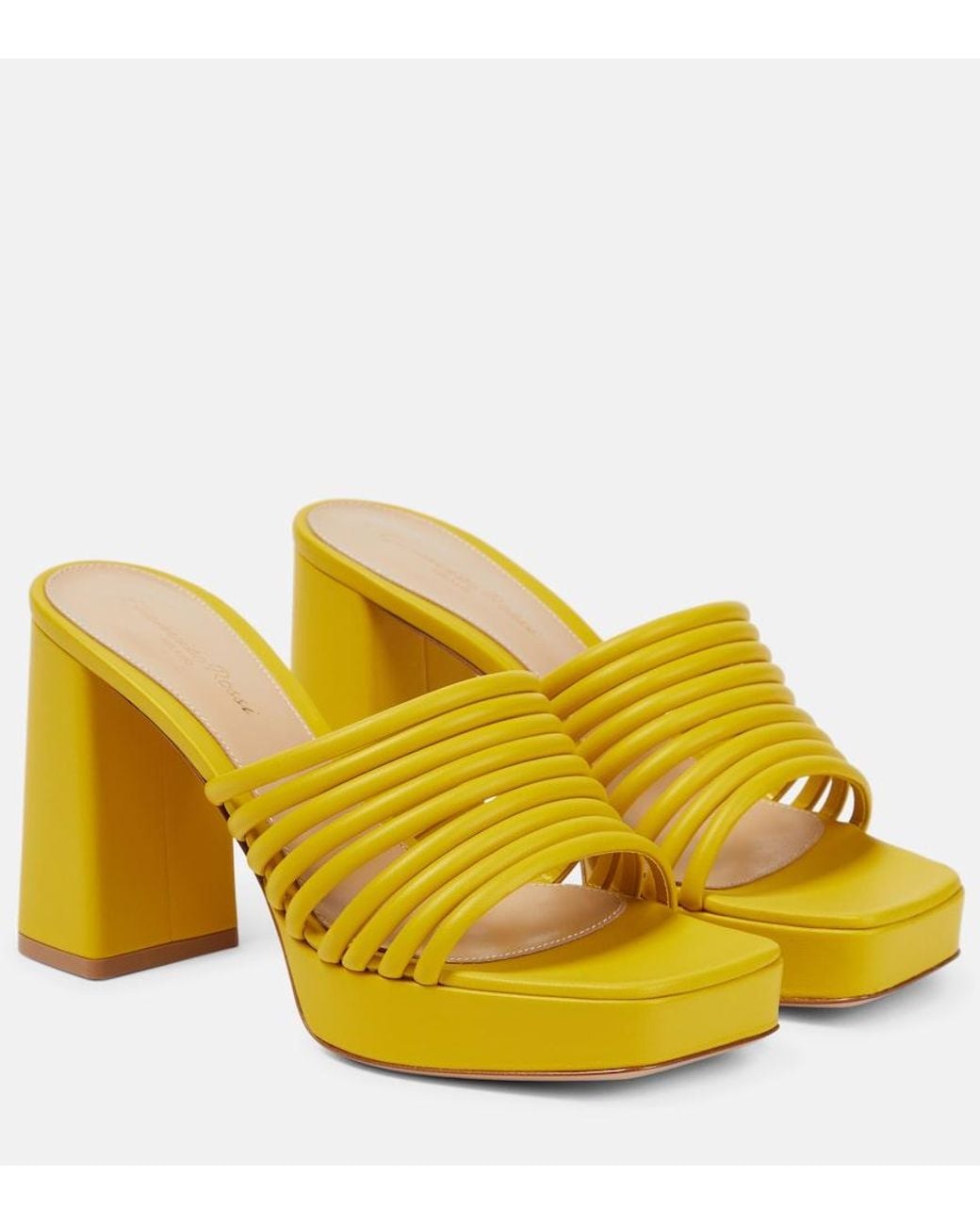 Gianvito Rossi Yellow Lena 95 Leather Mules