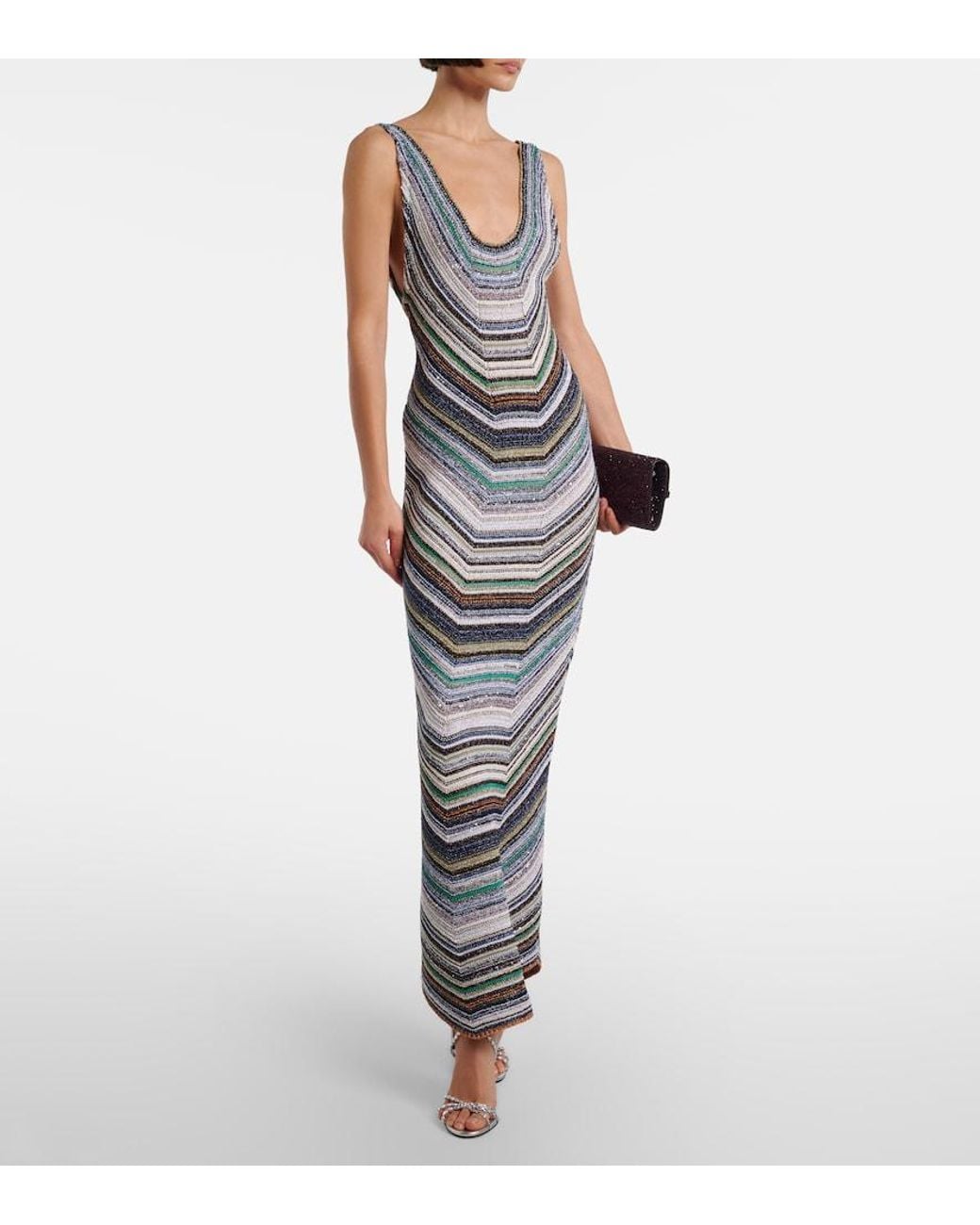 Missoni Gray Striped Lame Gown