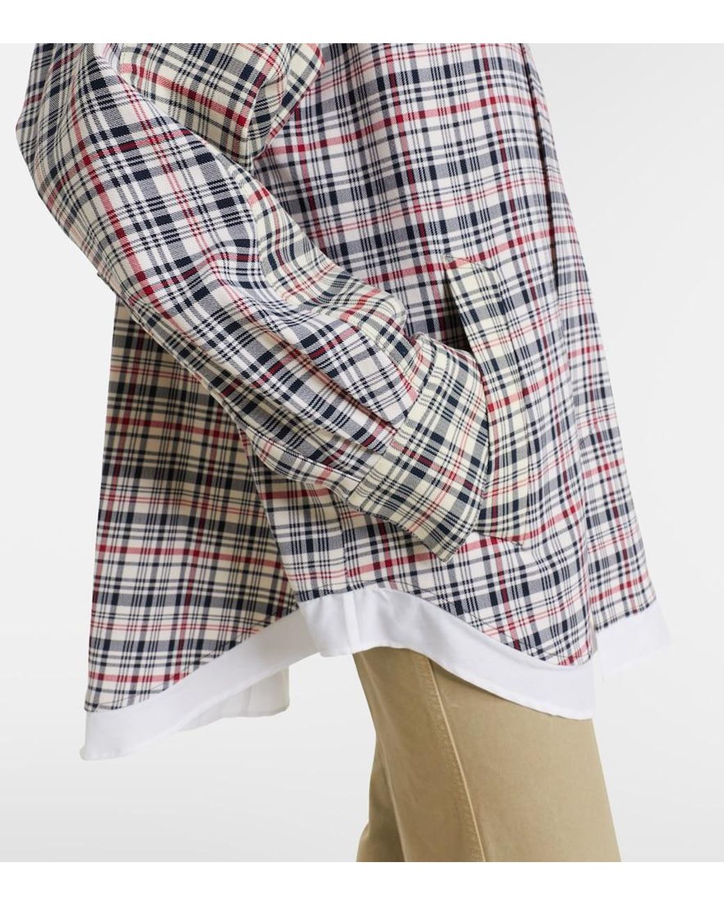 Victoria Beckham White Checked Oversized Cotton And Wool Jacket
