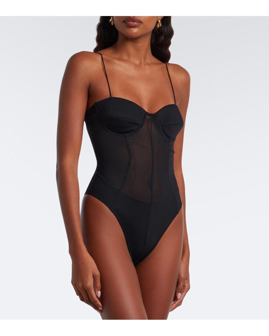 Alex Perry Black Sheer Bodysuit