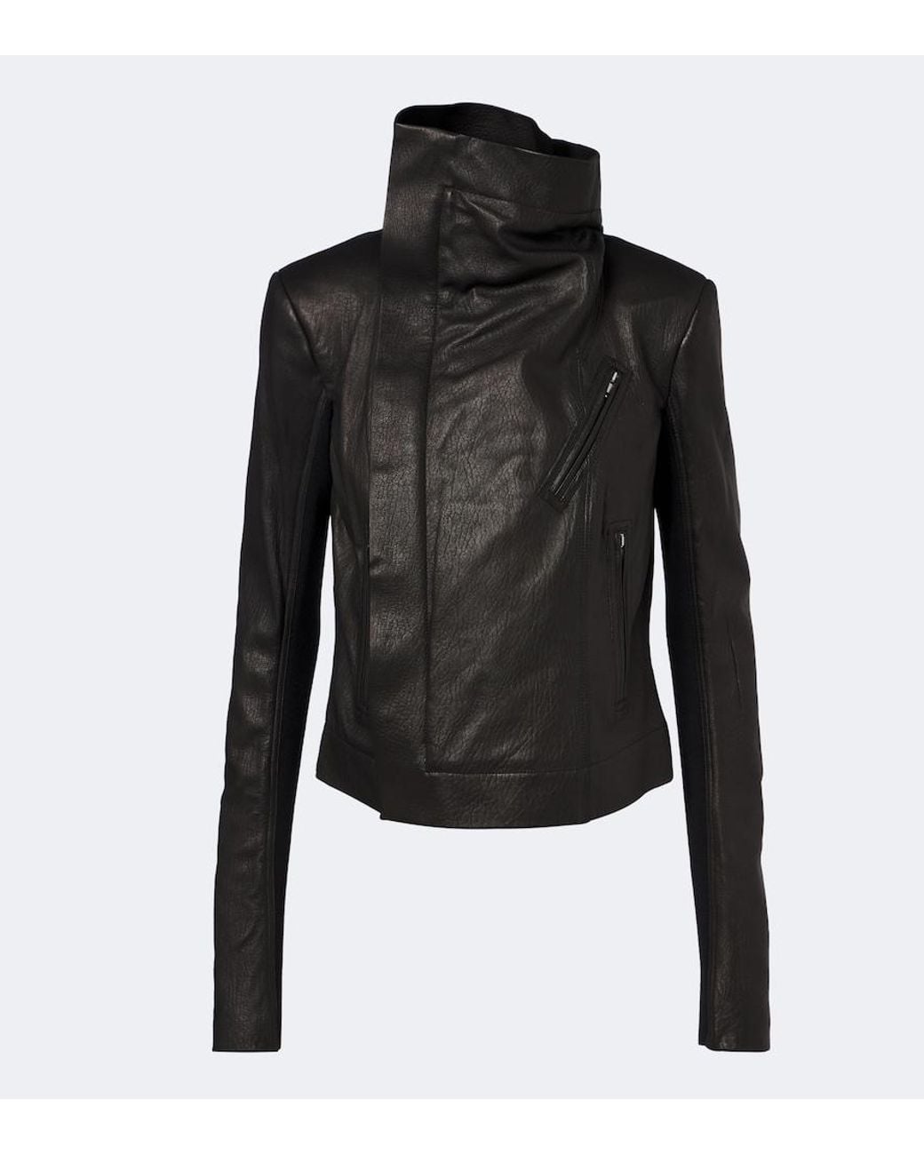 Rick Owens Black Leather Biker Jacket
