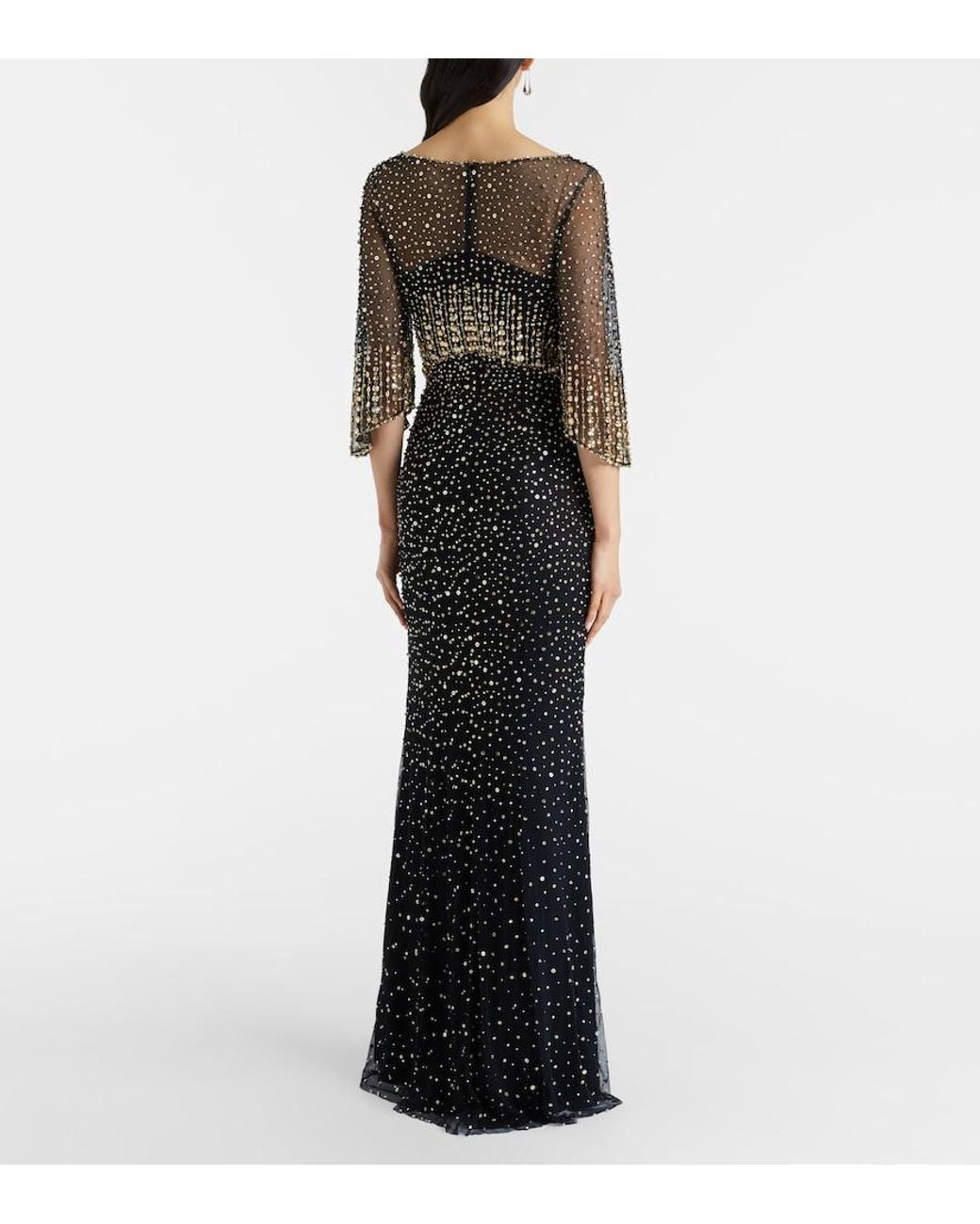 Jenny Packham Black Kiya Embellished Gown