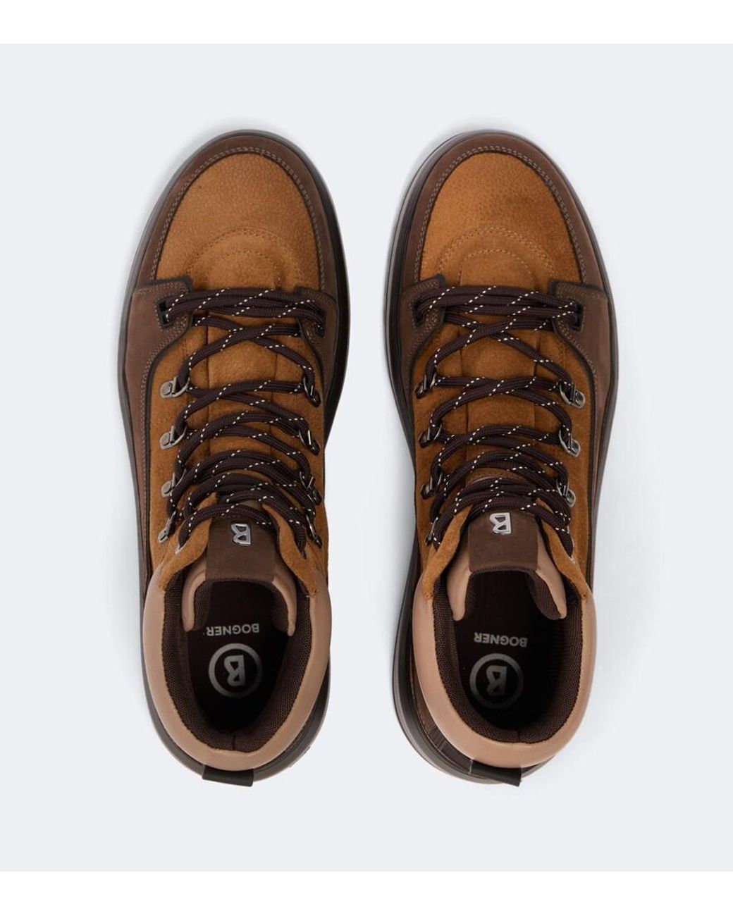 Bogner Brown Antwerp Leather And Suede Lace-Up Boots for men