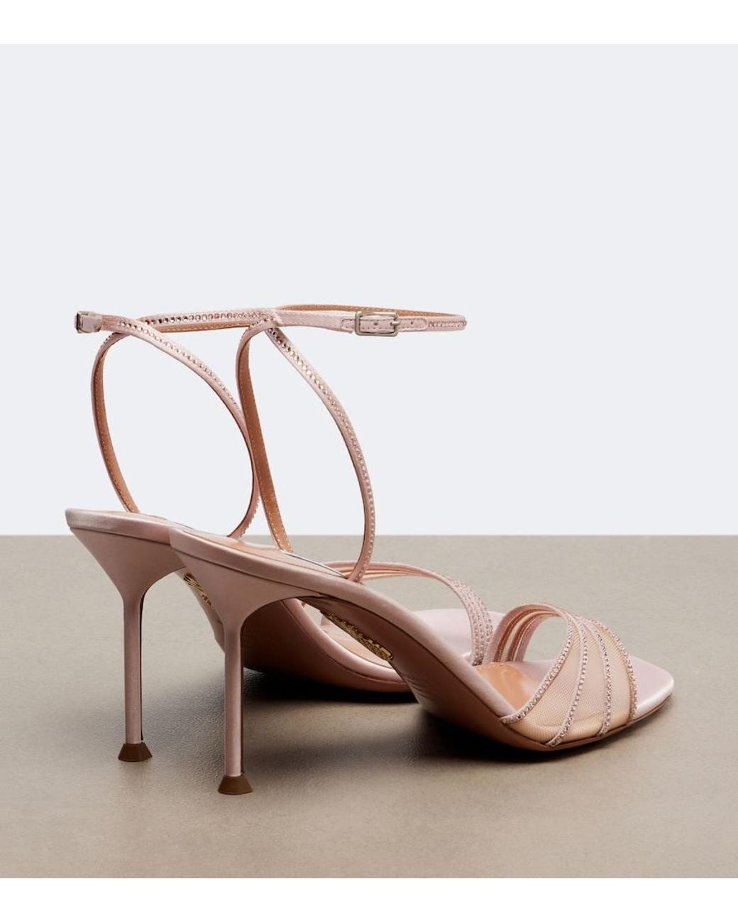 Aquazzura Pink Dream Girl Suede And Mesh Sandals