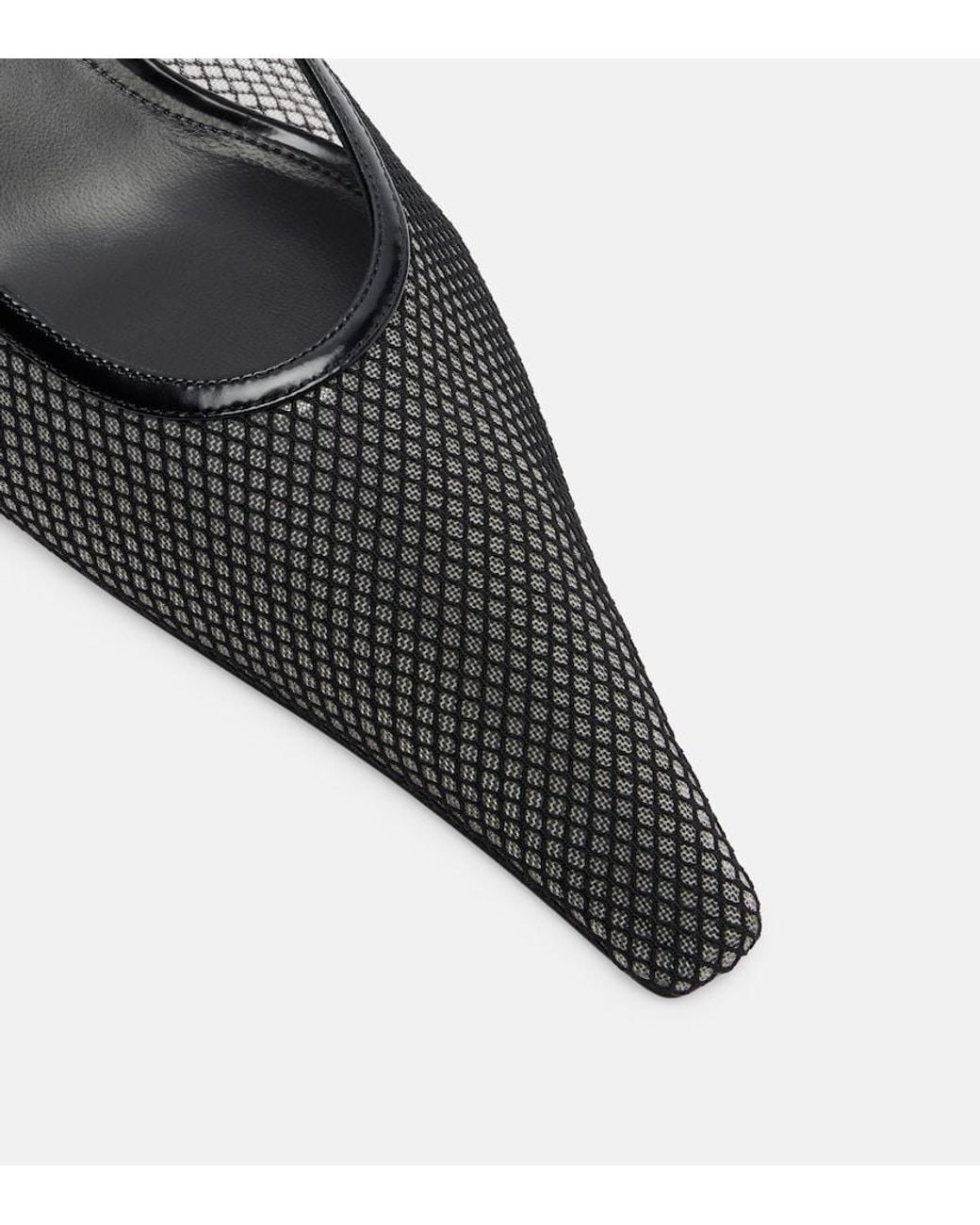 Victoria Beckham Black Leather-Trimmed Mesh Mules