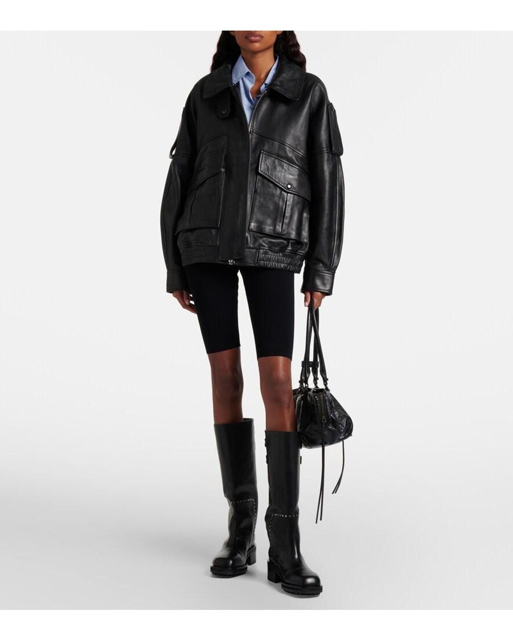 Jimmy Choo Black Brooklyn Leather Biker Boots