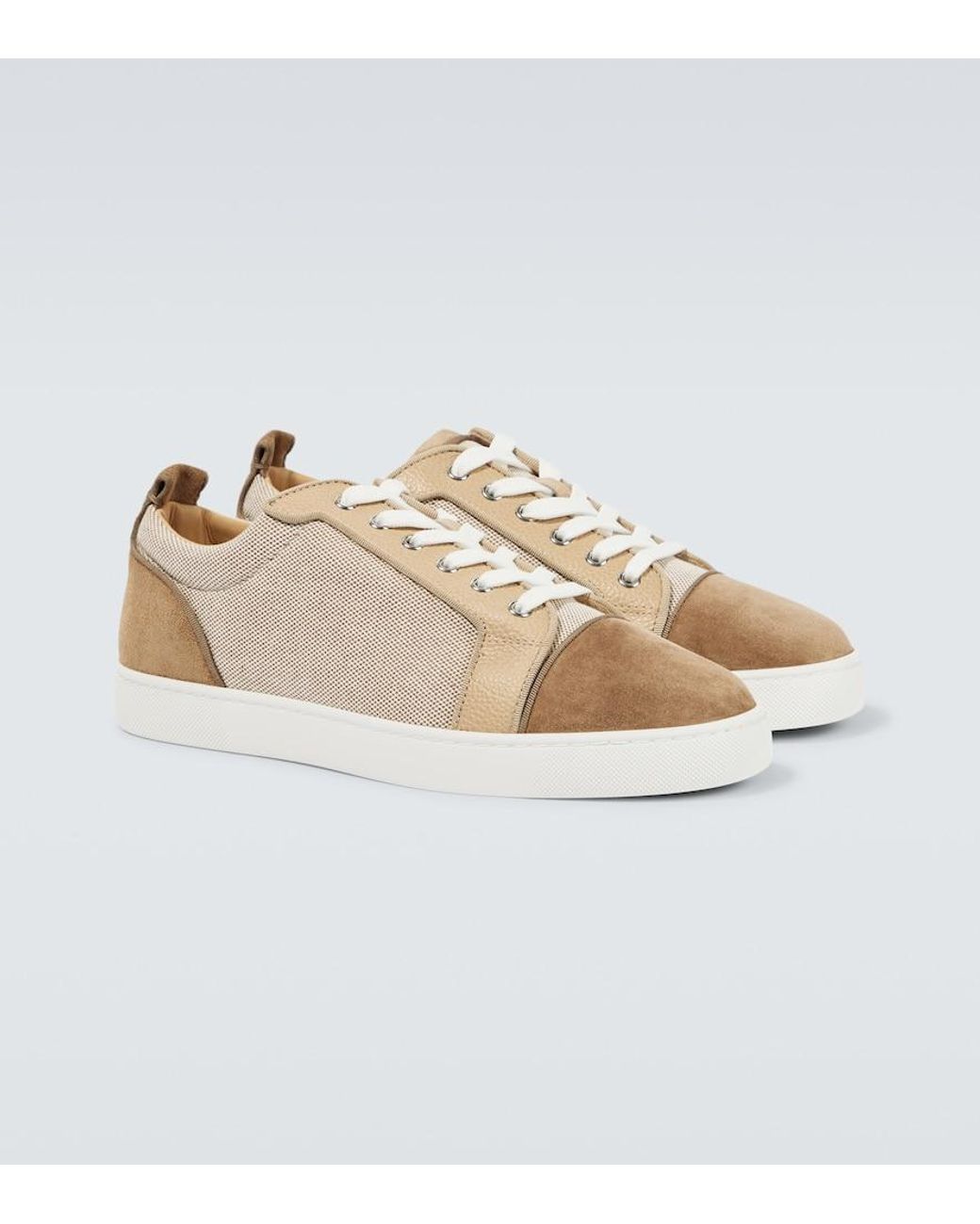 Christian Louboutin Brown Louis Junior Orlato Suede And Cotton Low-top Trainers for men