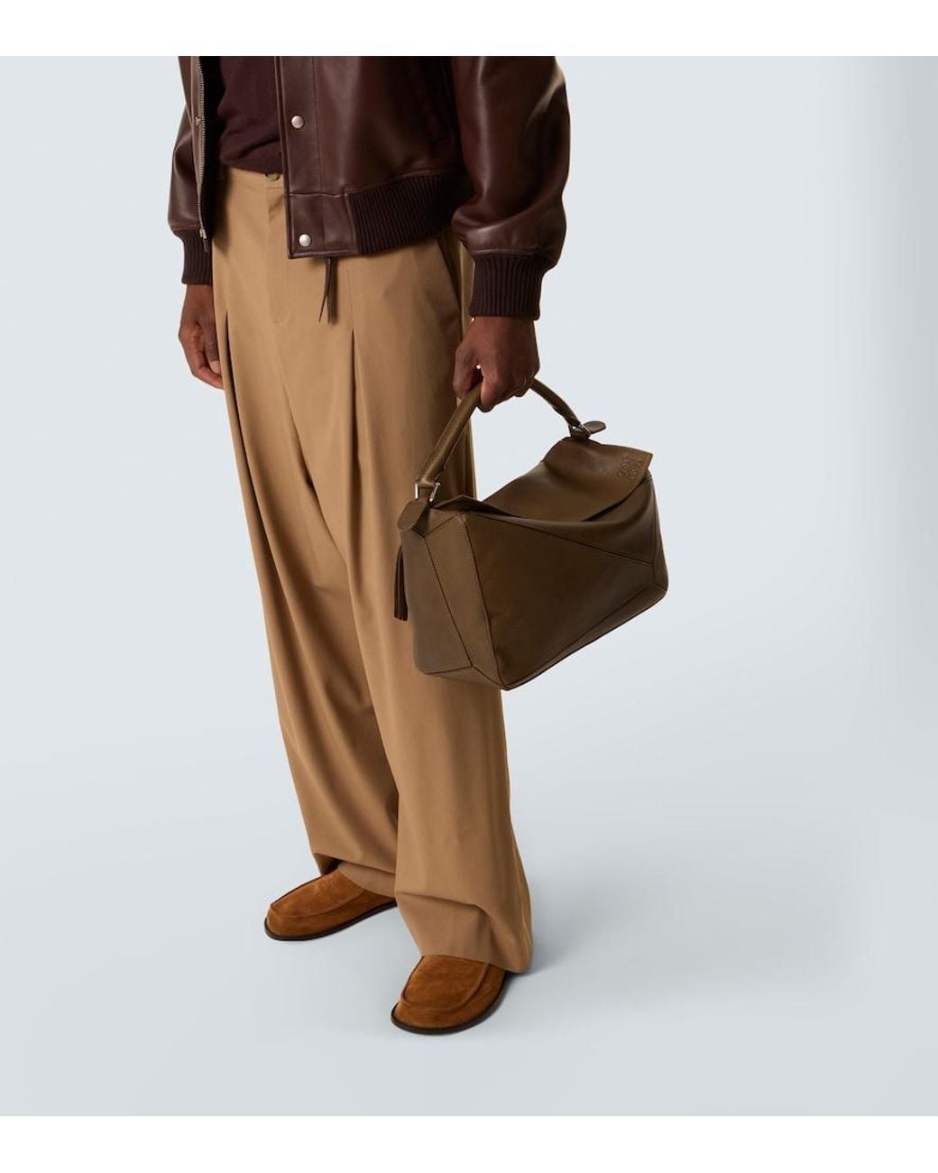Loewe Brown Puzzle Large Leather Tote Bag for men