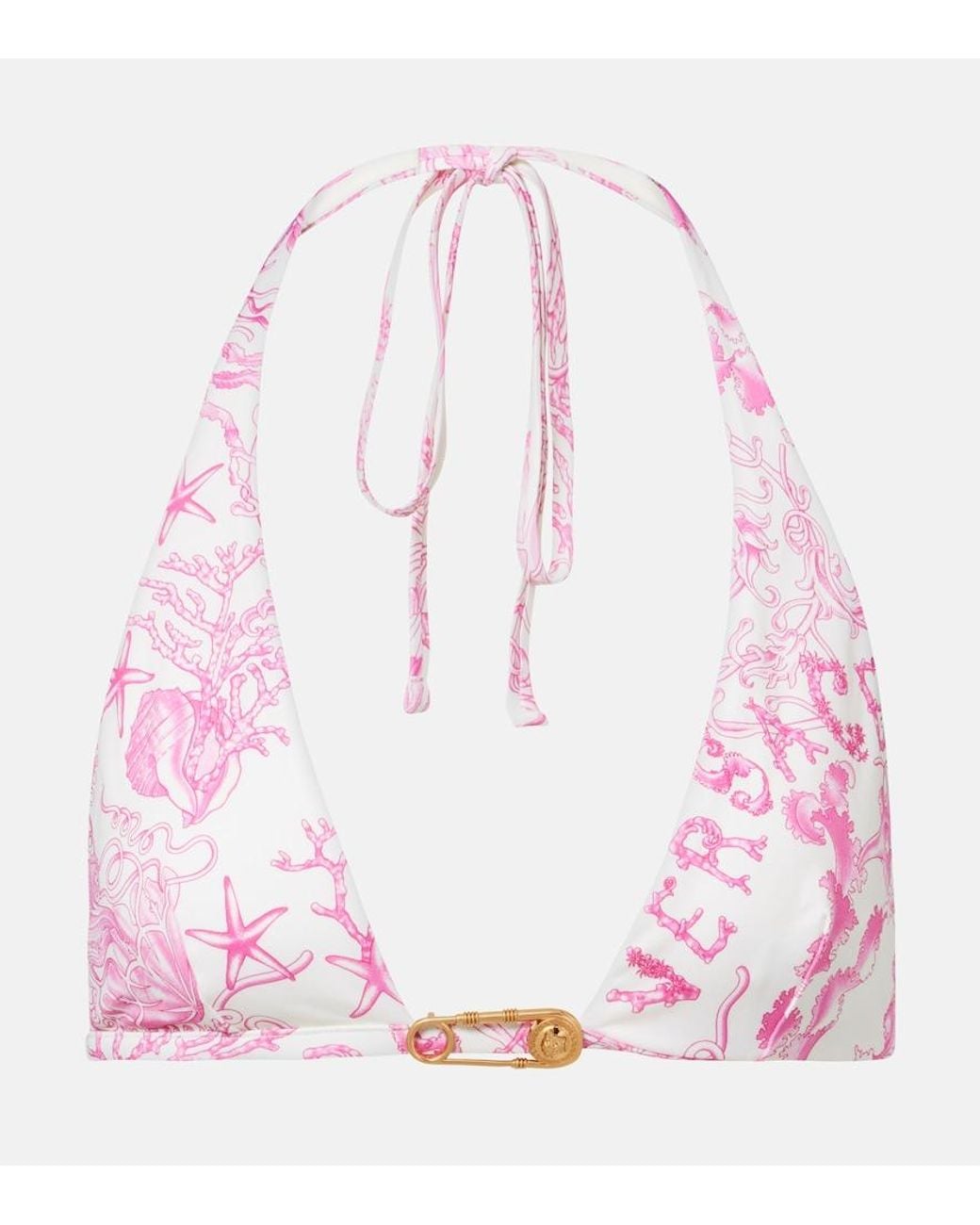 Versace Pink Underwater Barocco Bikini Top