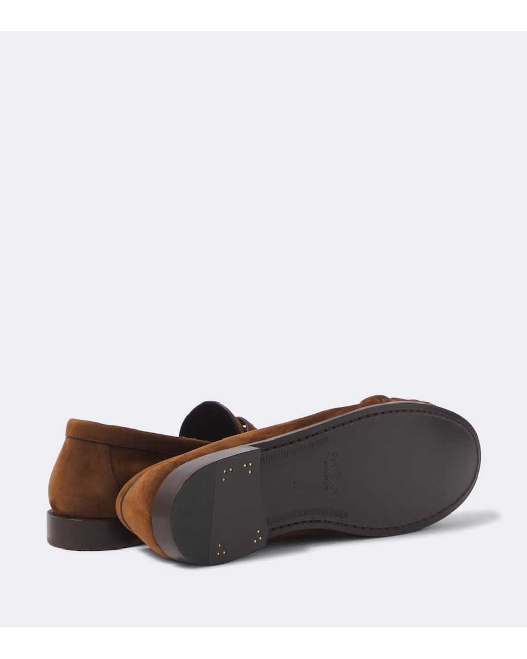 Saint Laurent Brown Le Loafer Cassandre Suede Penny Loafers for men