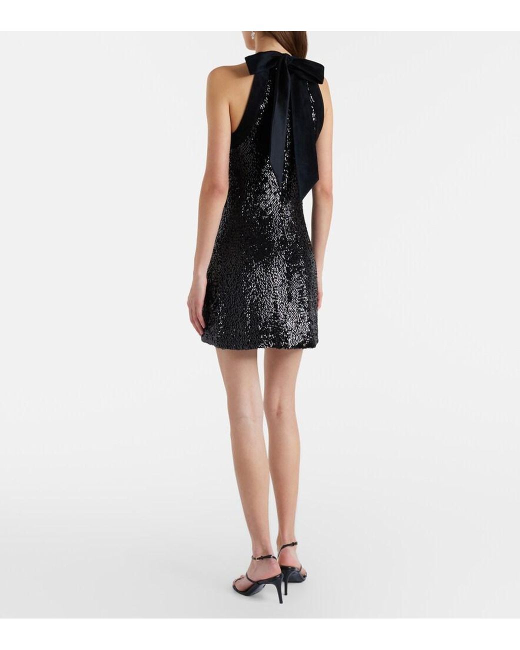 Jonathan Simkhai Black Isla Sequined Halterneck Minidress