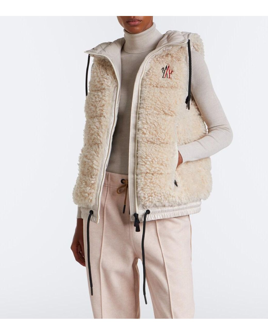 Moncler Natural Hooded Teddy Down Vest