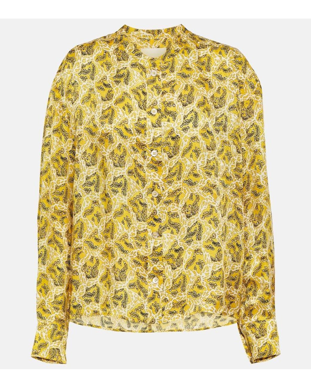 Isabel Marant Yellow Leidy Printed Satin Blouse