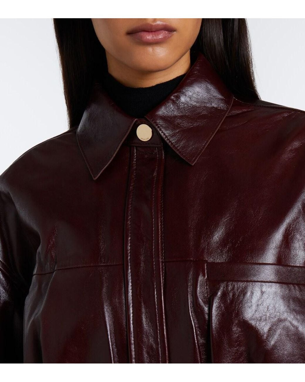 Sportmax Brown Cropped Leather Jacket