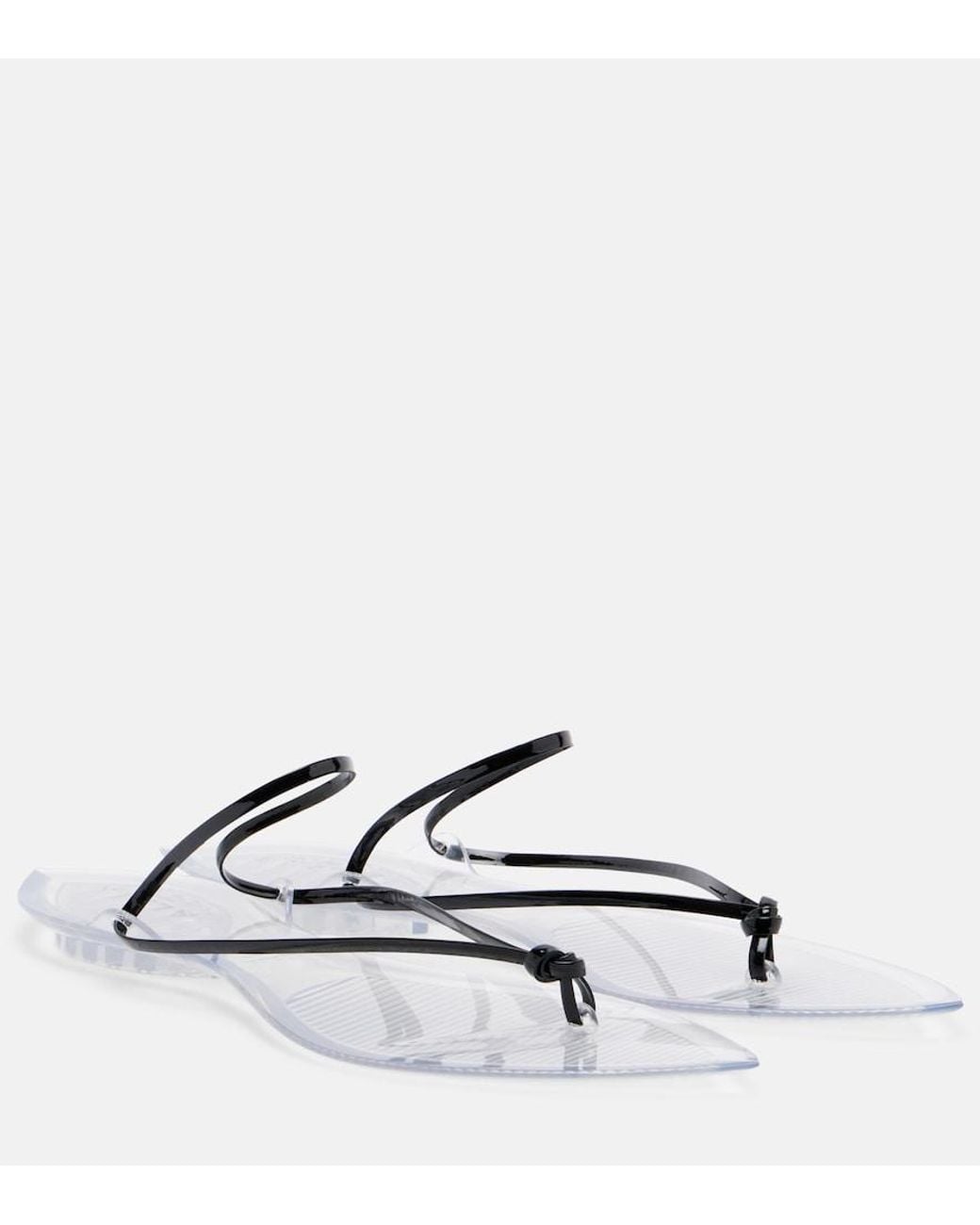 Alaïa White Invisible Leather Thong Sandals