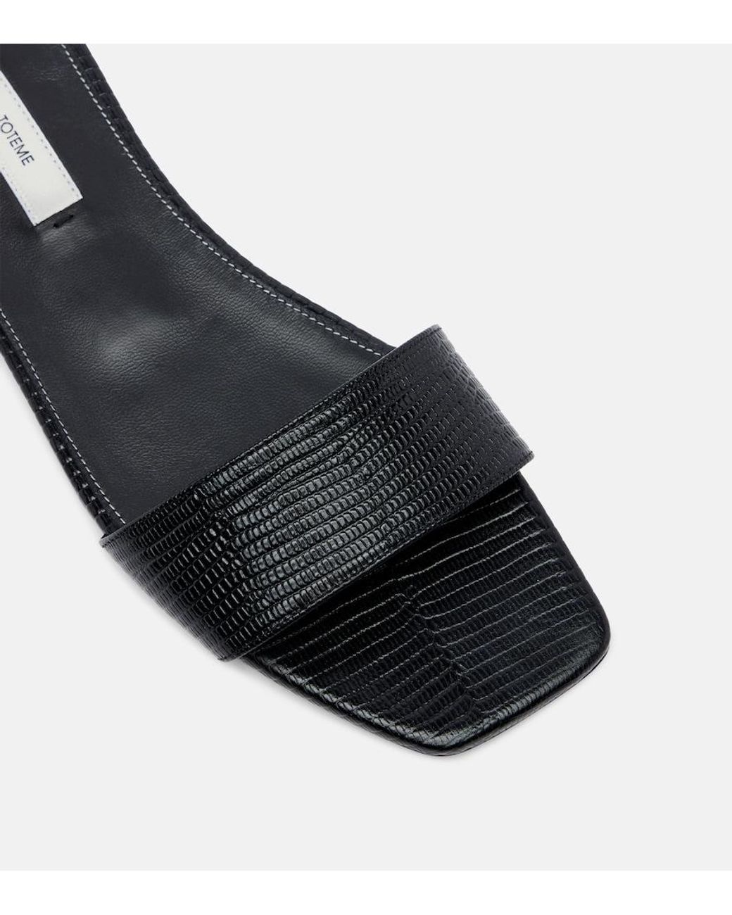 Totême Black Lizard-Effect Leather Slides