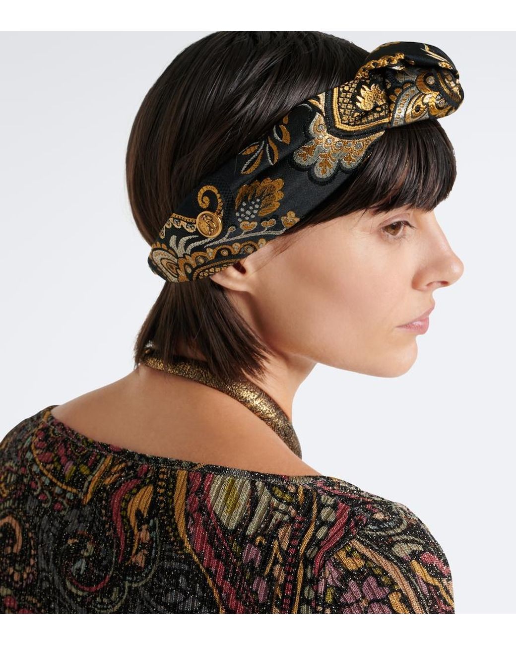 Etro White Knotted Jacquard Headband