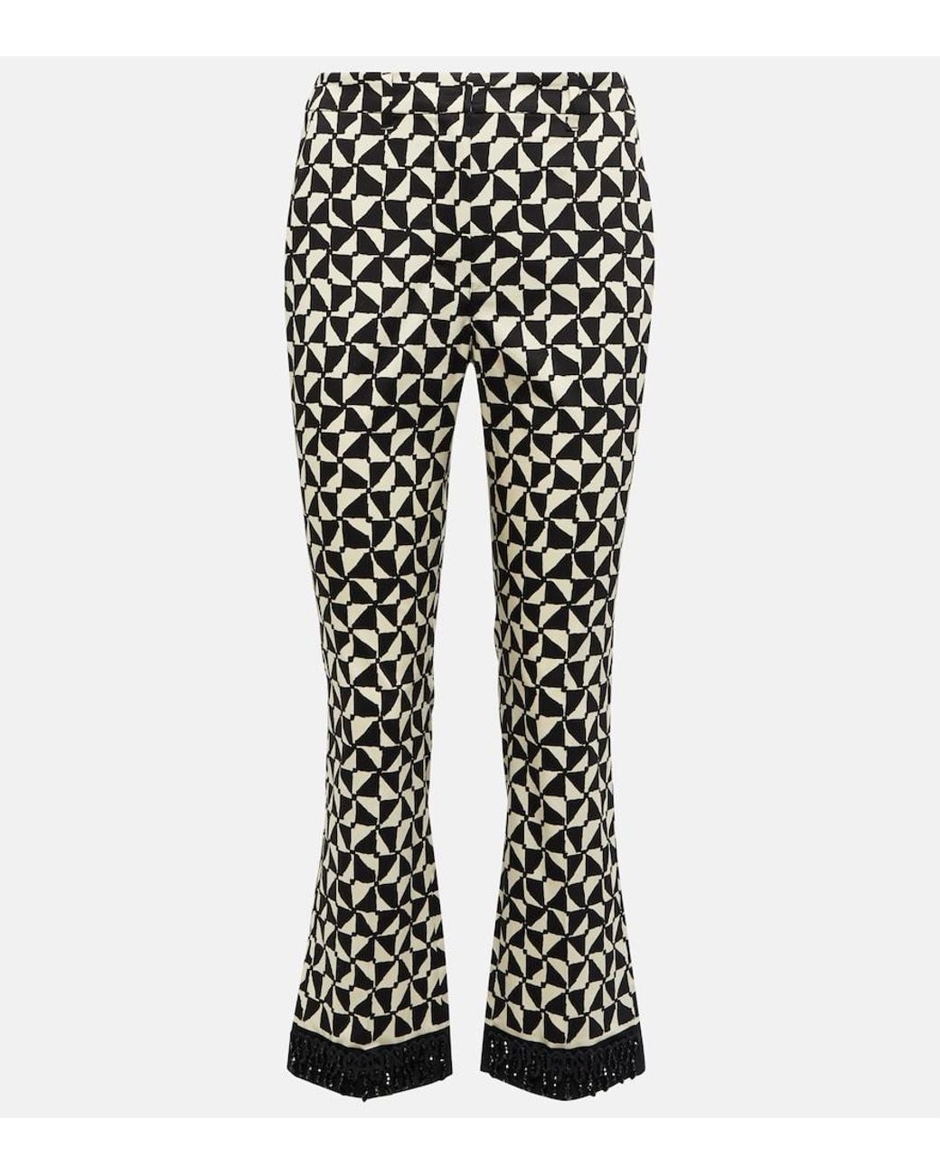 Max Mara Black Nereo Printed Cropped Pants