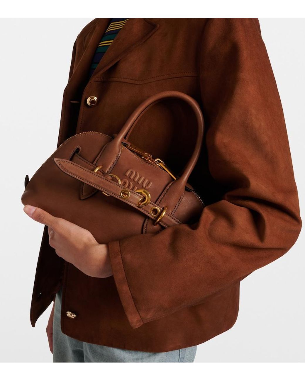 Miu Miu Brown Adventure Leather Tote Bag