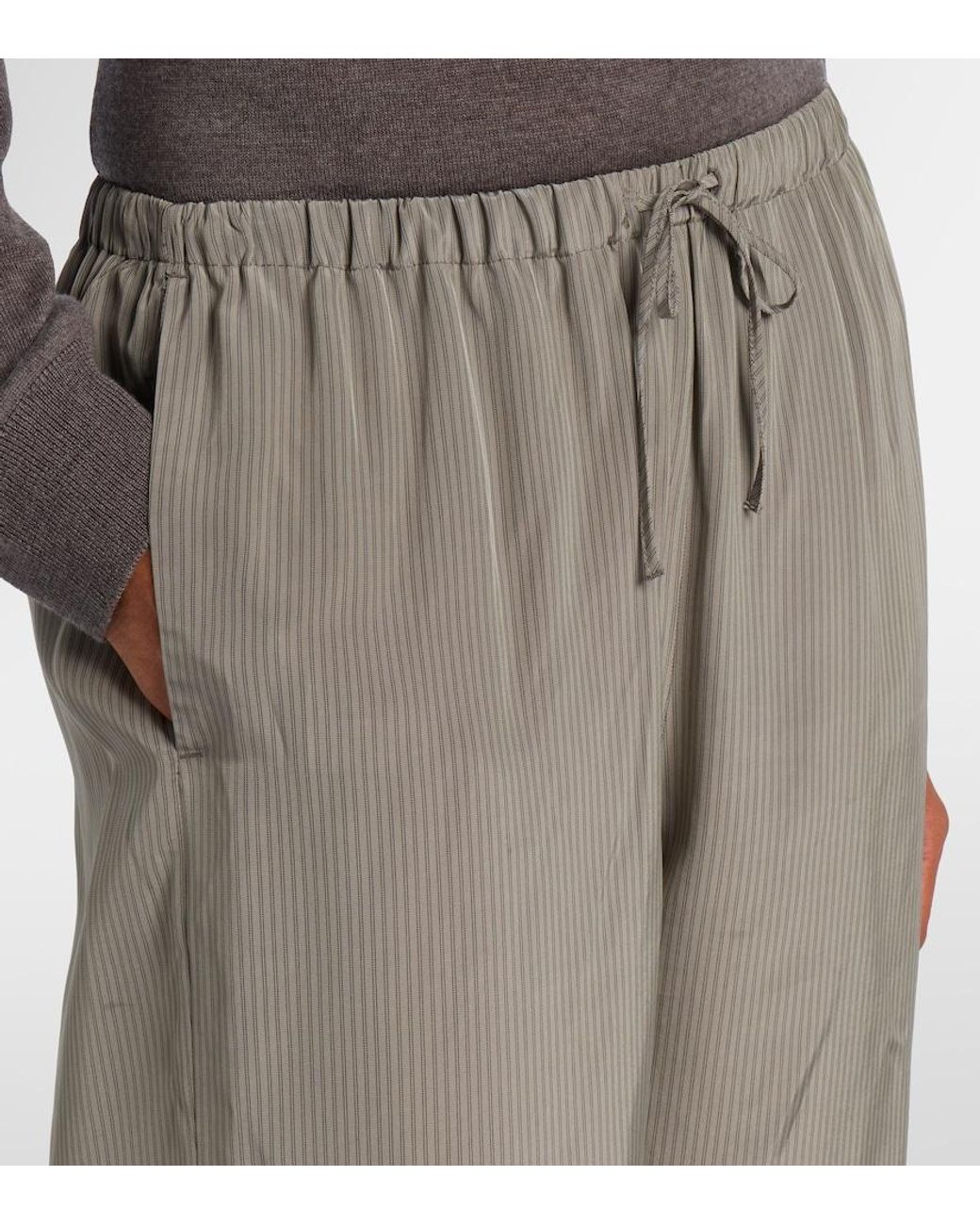 Rohe Gray Striped Wide-Leg Pants