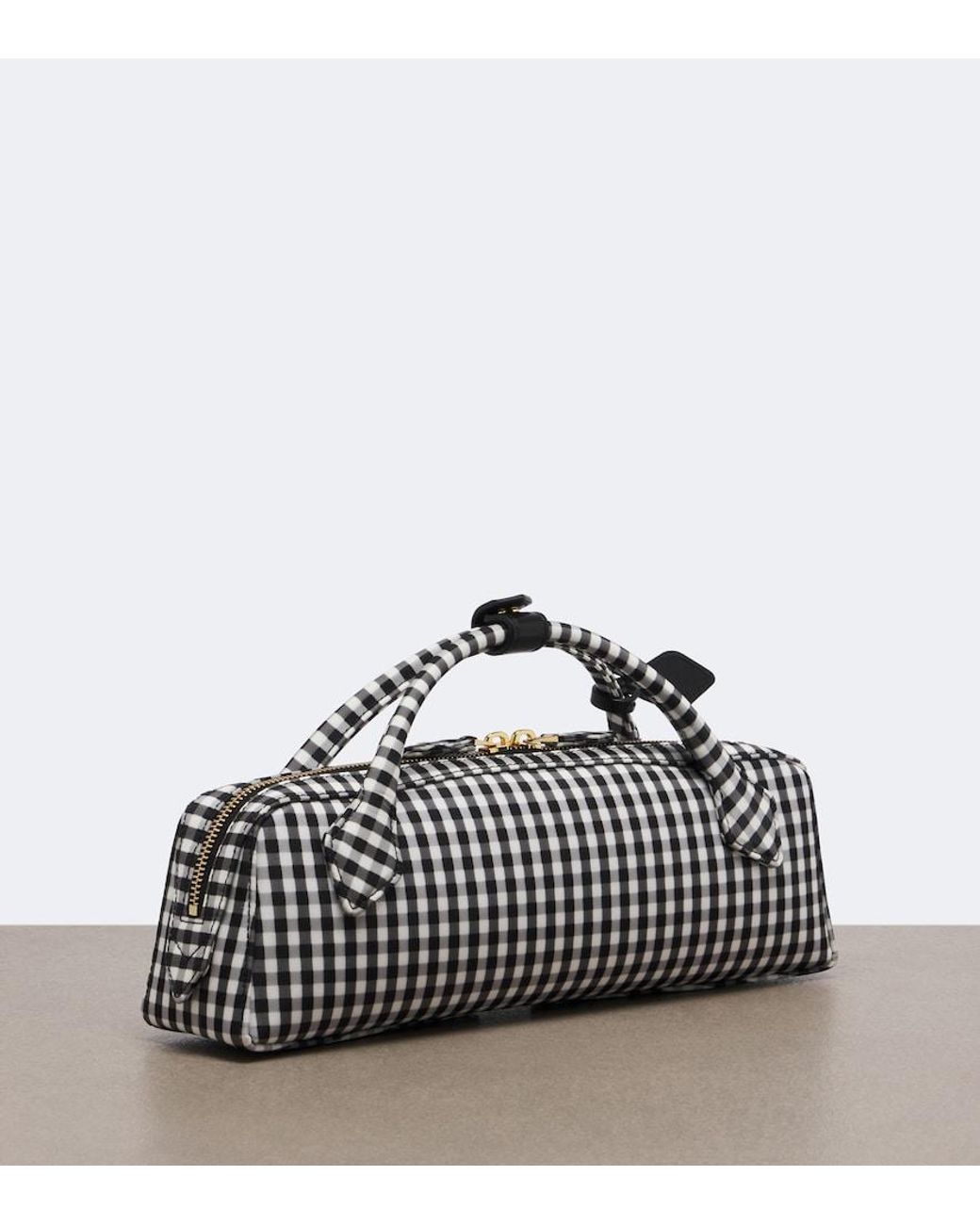 Alaïa White Le Teckel Gingham Top-Handle Bag