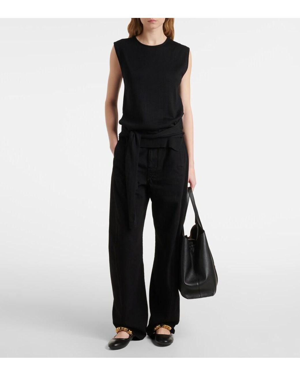 Tod's Black Embellished Leather Mary Jane Flats