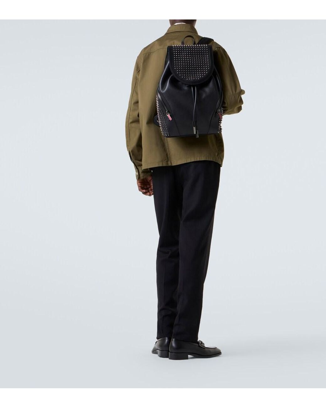 Christian Louboutin Black Funky Embellished Leather Backpack for men