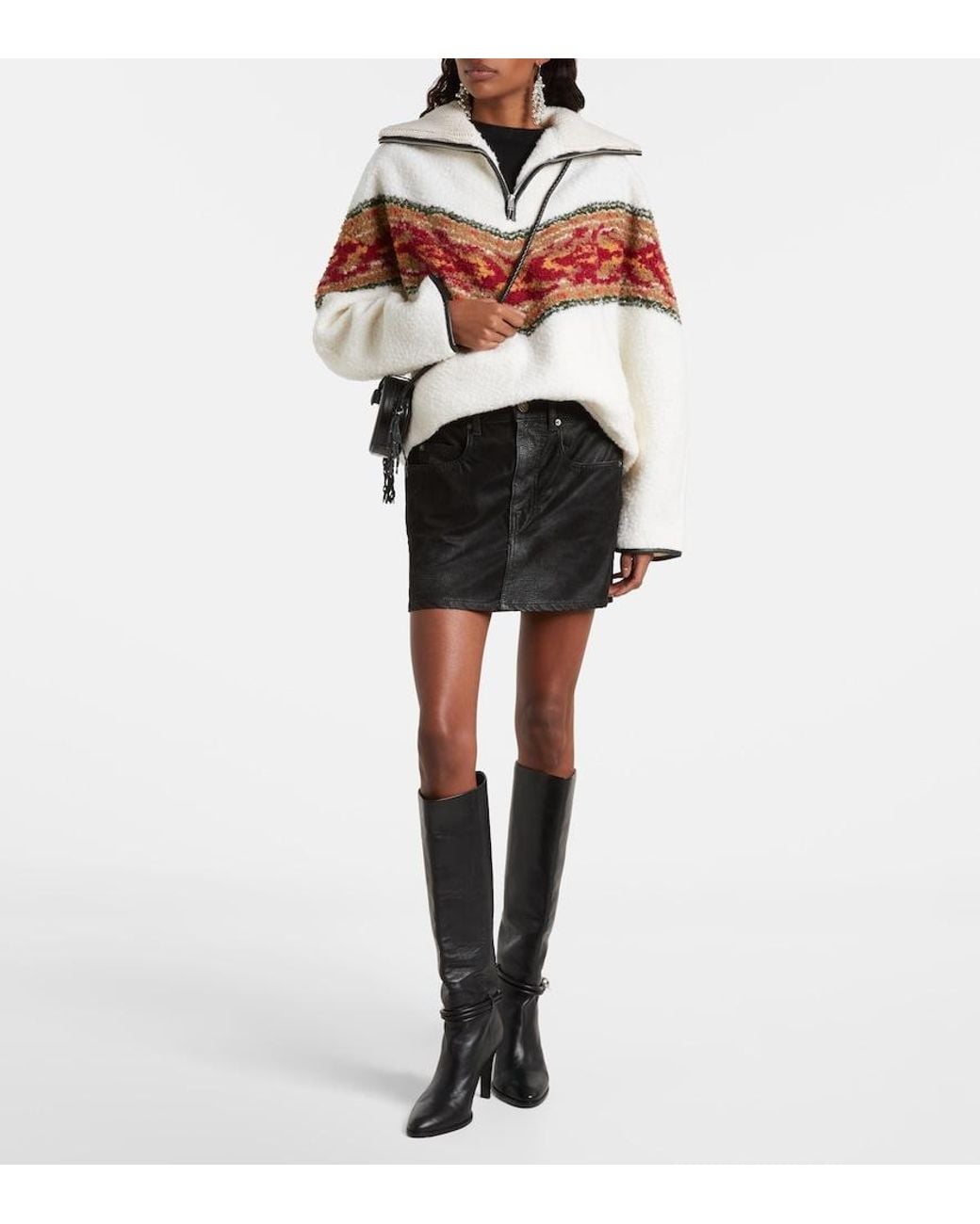 Isabel Marant White Marner Fleece Zip-Up Sweater