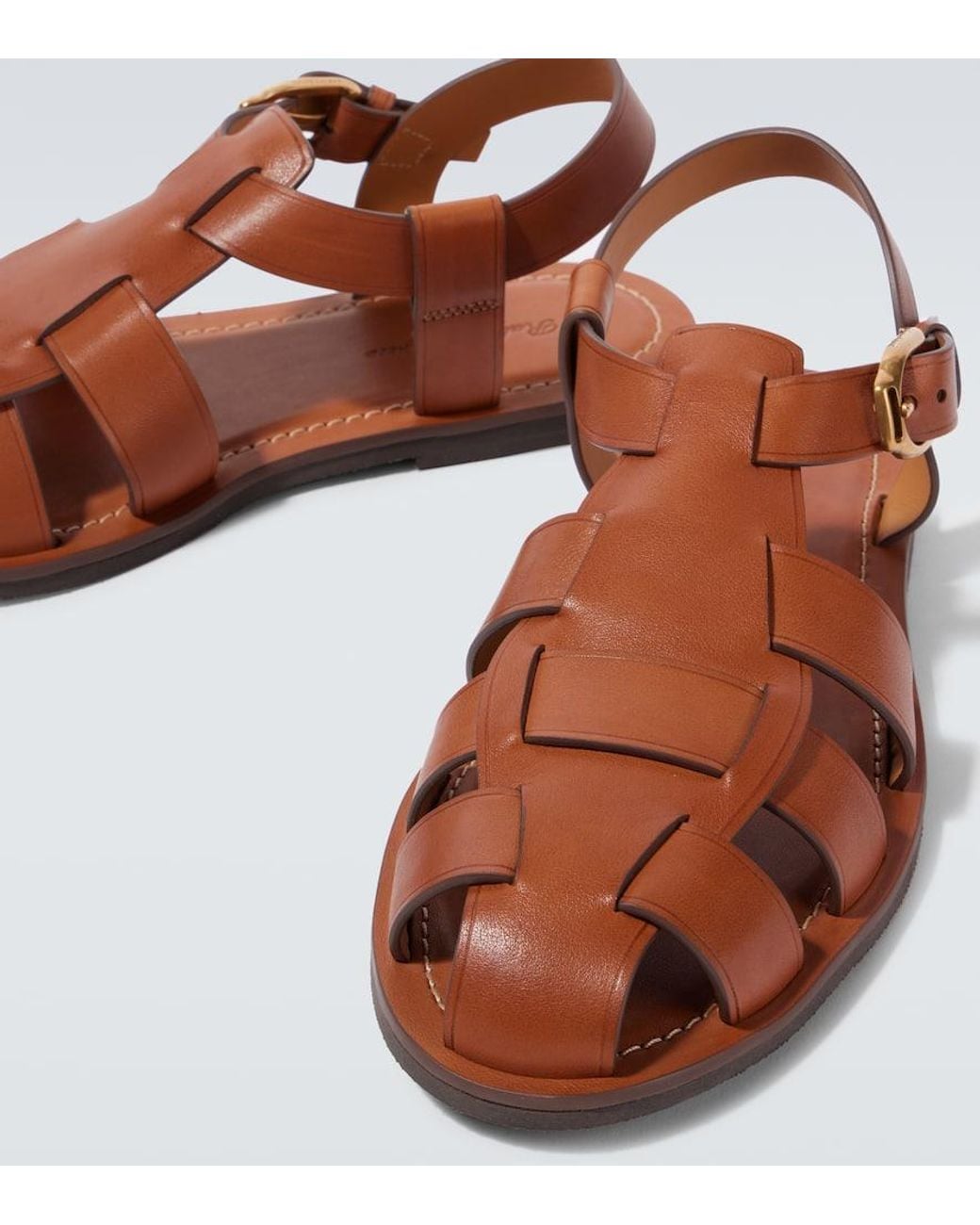 Polo by Ralph Lauren Brown Woven Leather Fisherman Sandals 13D Polo Ralph Lauren Huarache Sandals 9.5 D Made In Mexico  main image 4