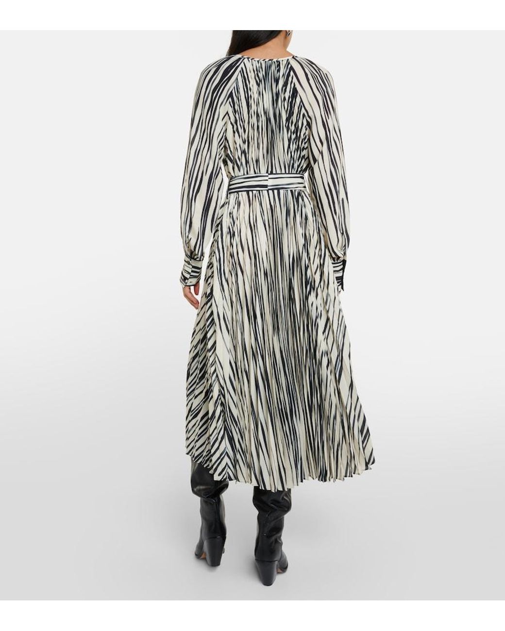 Proenza Schouler Natural Carol Striped Chiffon Midi Dress