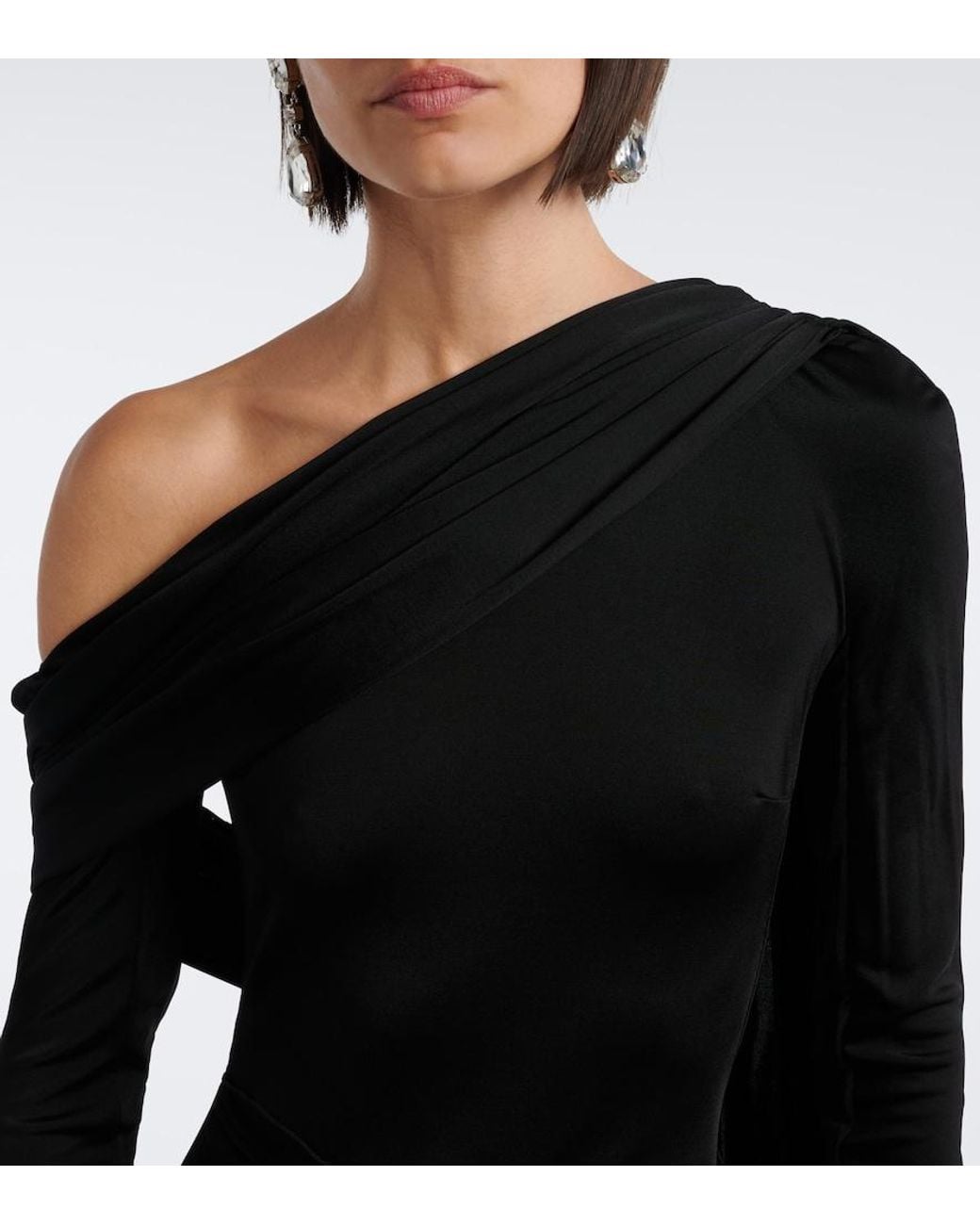 David Koma Black Embellished One-Shoulder Minidress