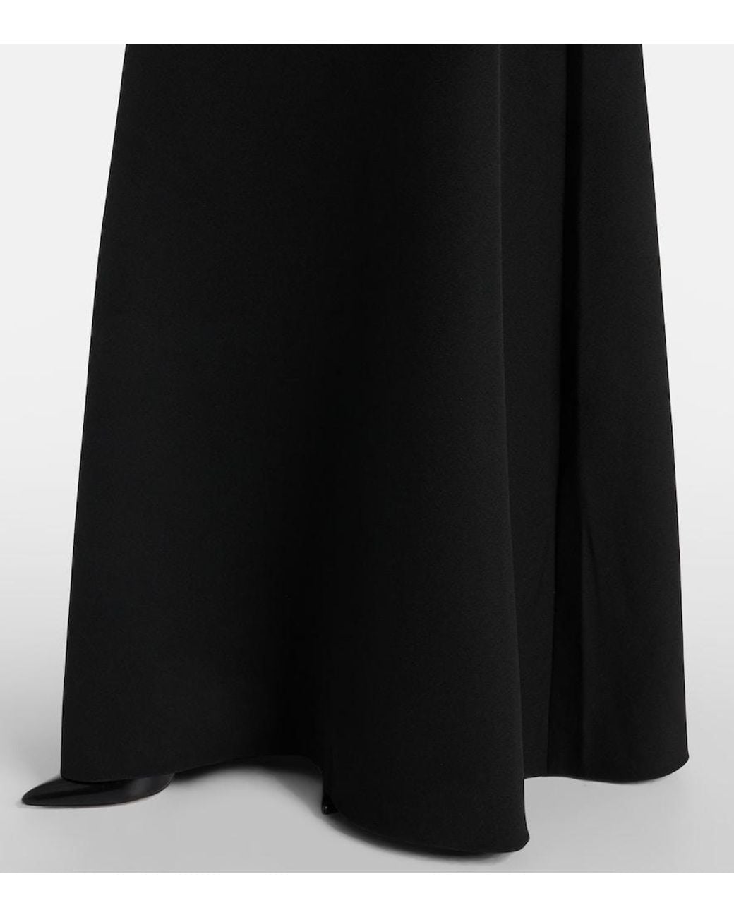 Safiyaa Black Belted Ruffled Crepe Gown
