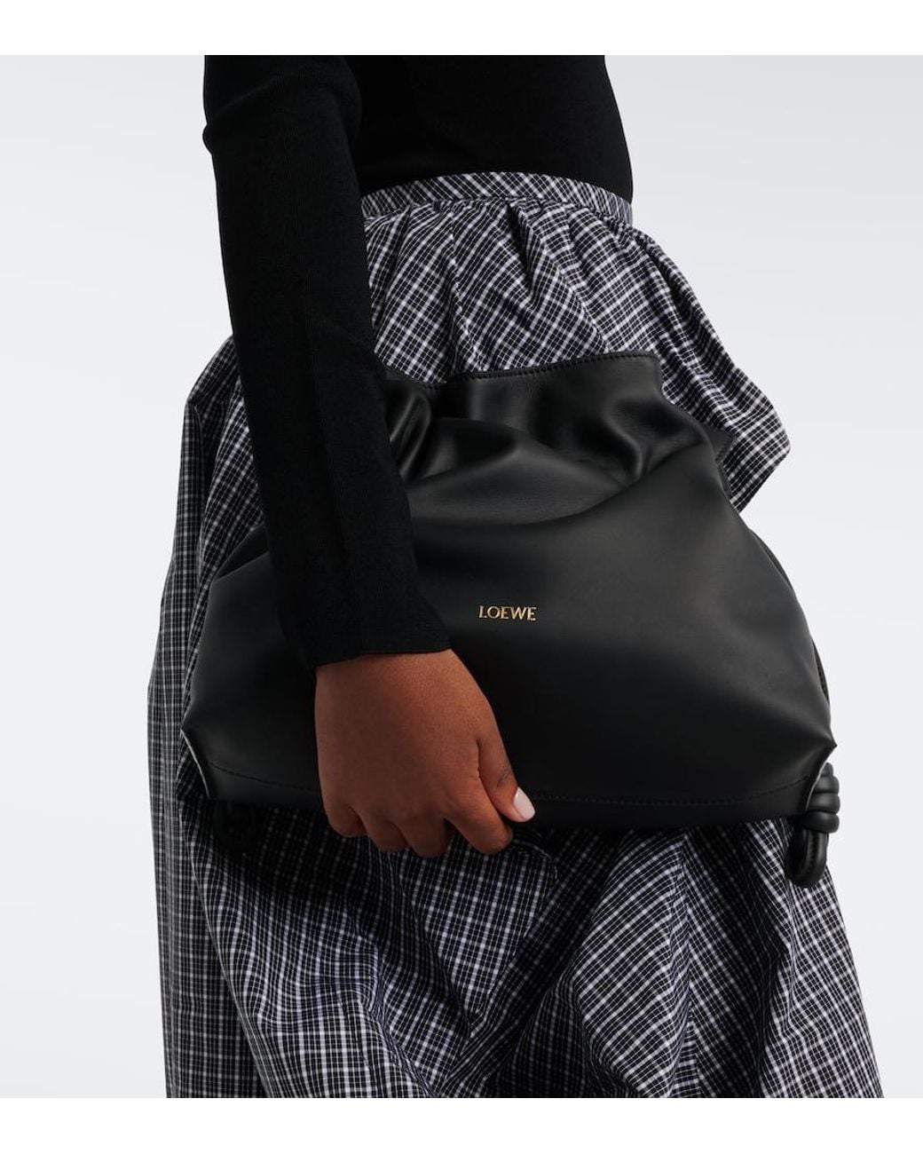 Loewe Black Flamenco Medium Leather Clutch