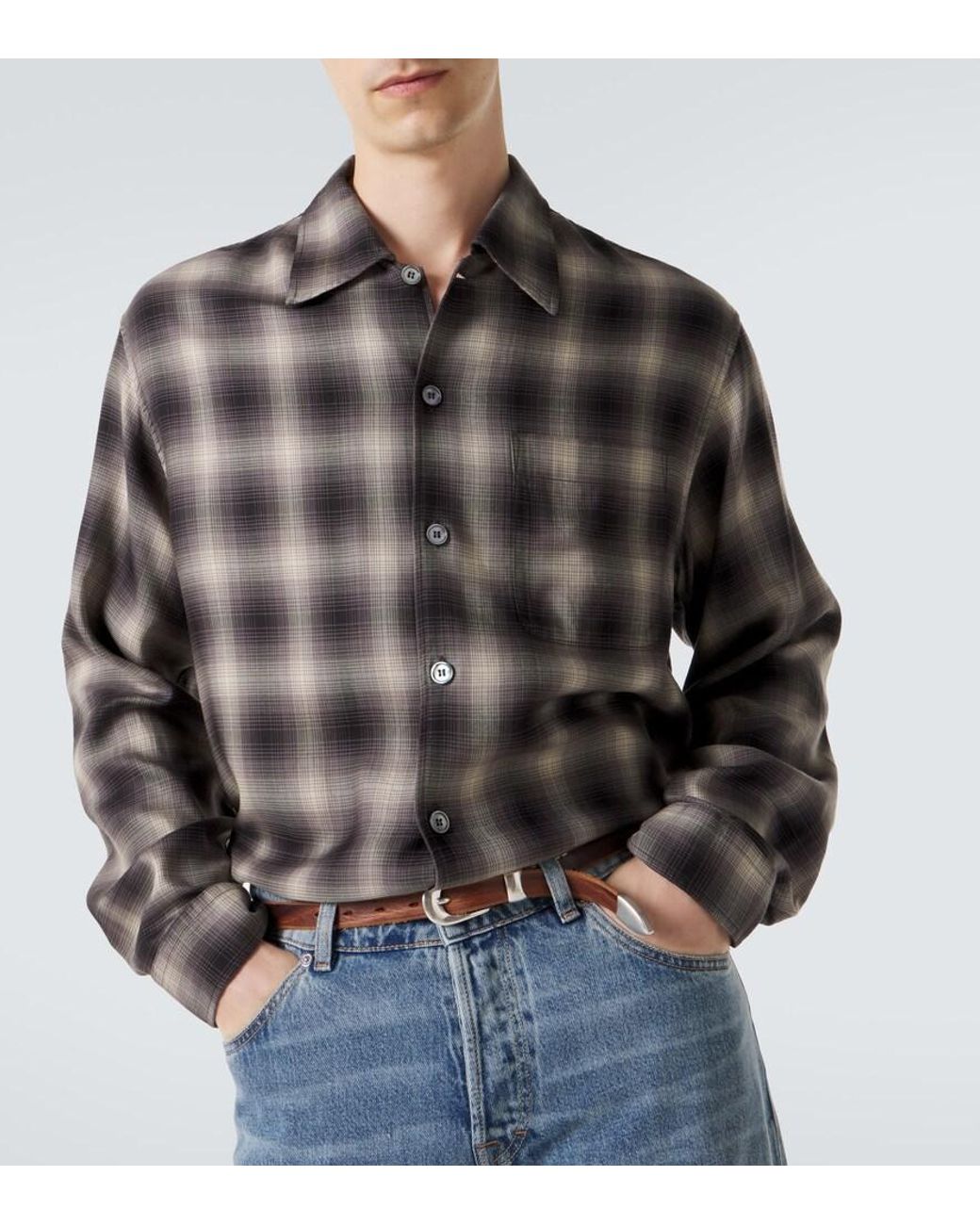 Our Legacy Brown Every Checked Tencel Flannel Shirt for men