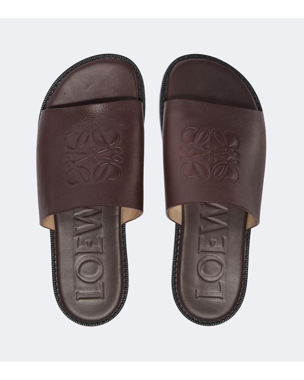 Loewe Brown Paula's Ibiza Flex Anagram Leather Slides for men