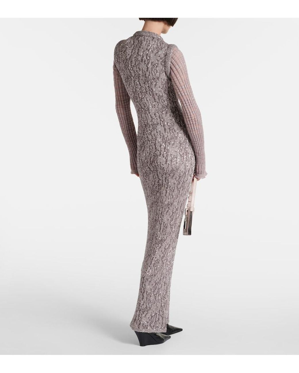 Acne Gray Sequined Jacquard Maxi Dress