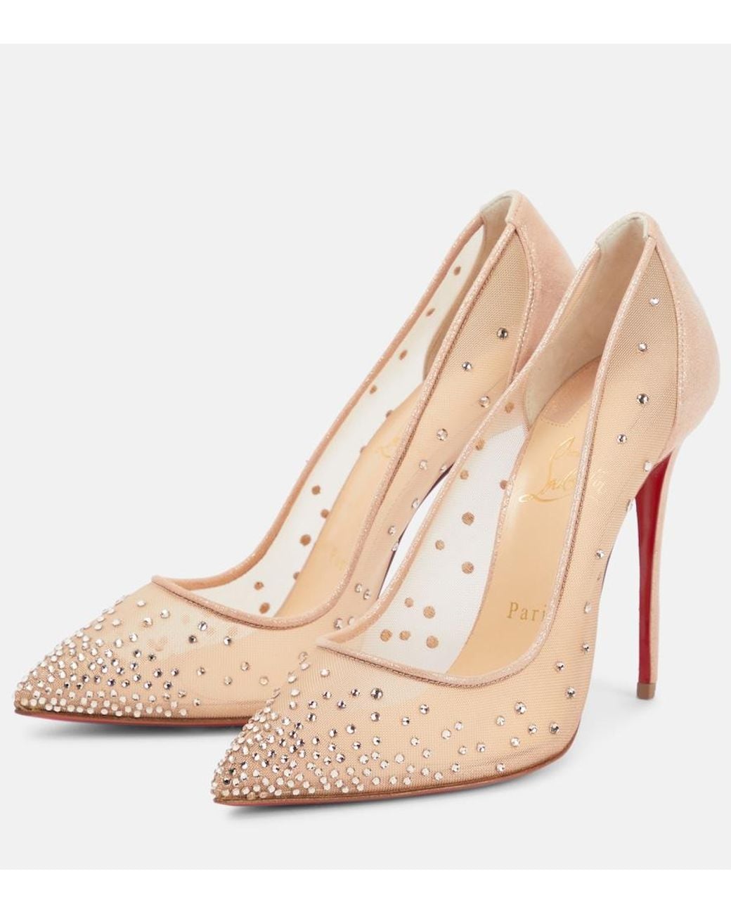 Christian Louboutin Natural Follies Strass Suede Pumps 85