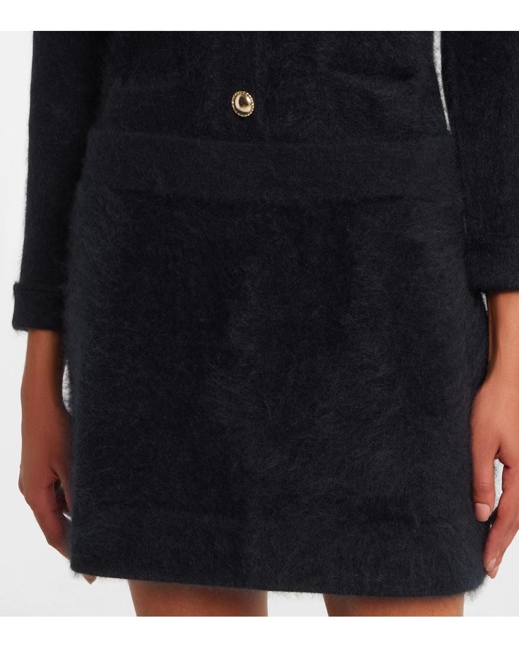 Dorothee Schumacher Black Fluffy Statement Wool-Blend Miniskirt