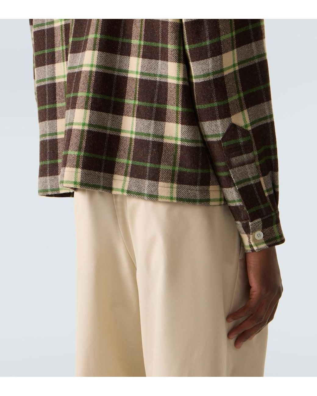 Bode Green Woodcrest Plaid Wool Flannel Overshirt for men