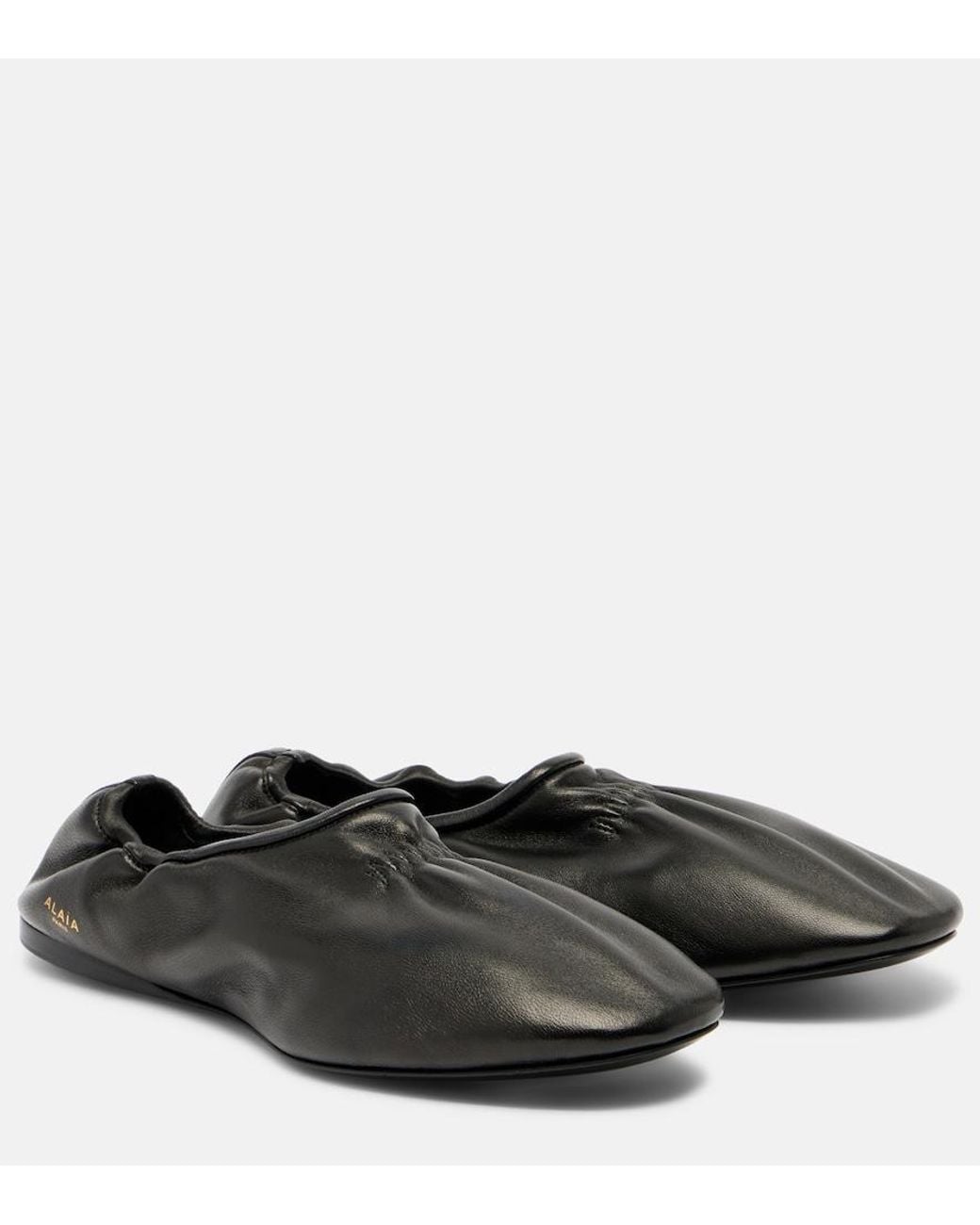 Alaïa Black Leather Ballet Flats