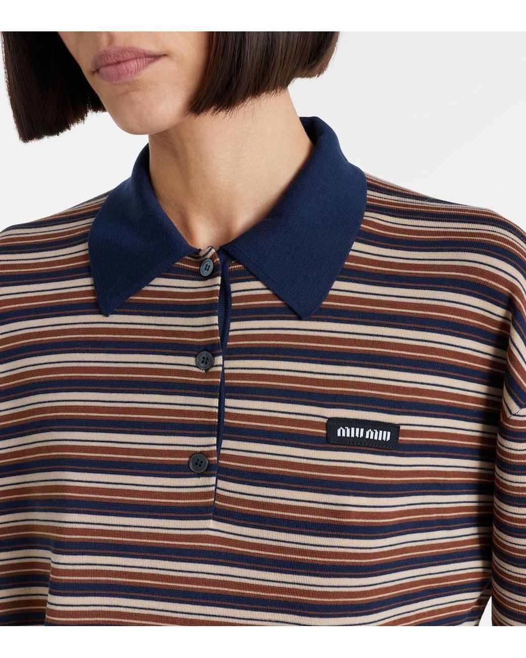 Miu Miu Multicolor Striped Virgin Wool Polo Sweater