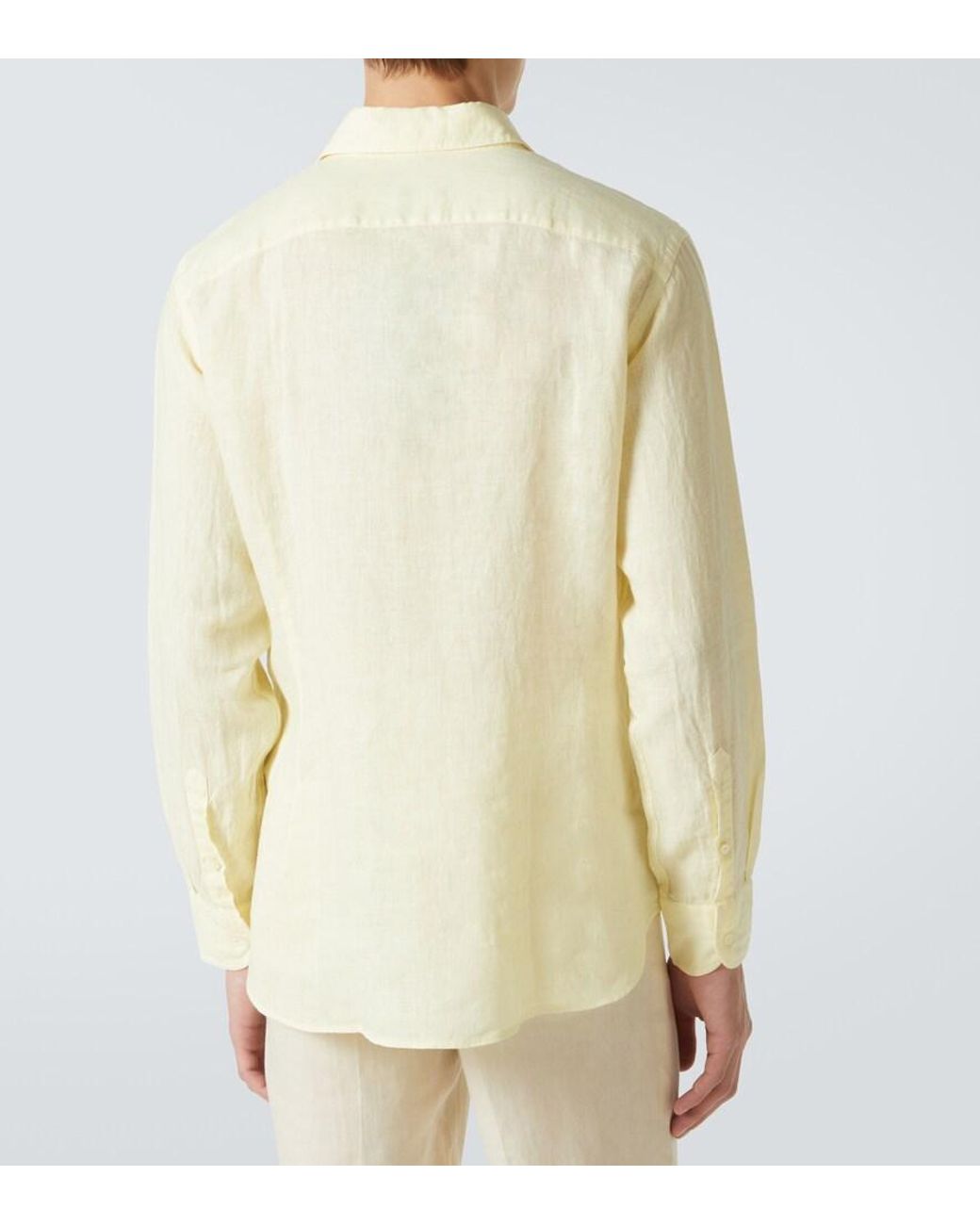 Thom Sweeney Yellow Linen Shirt for men