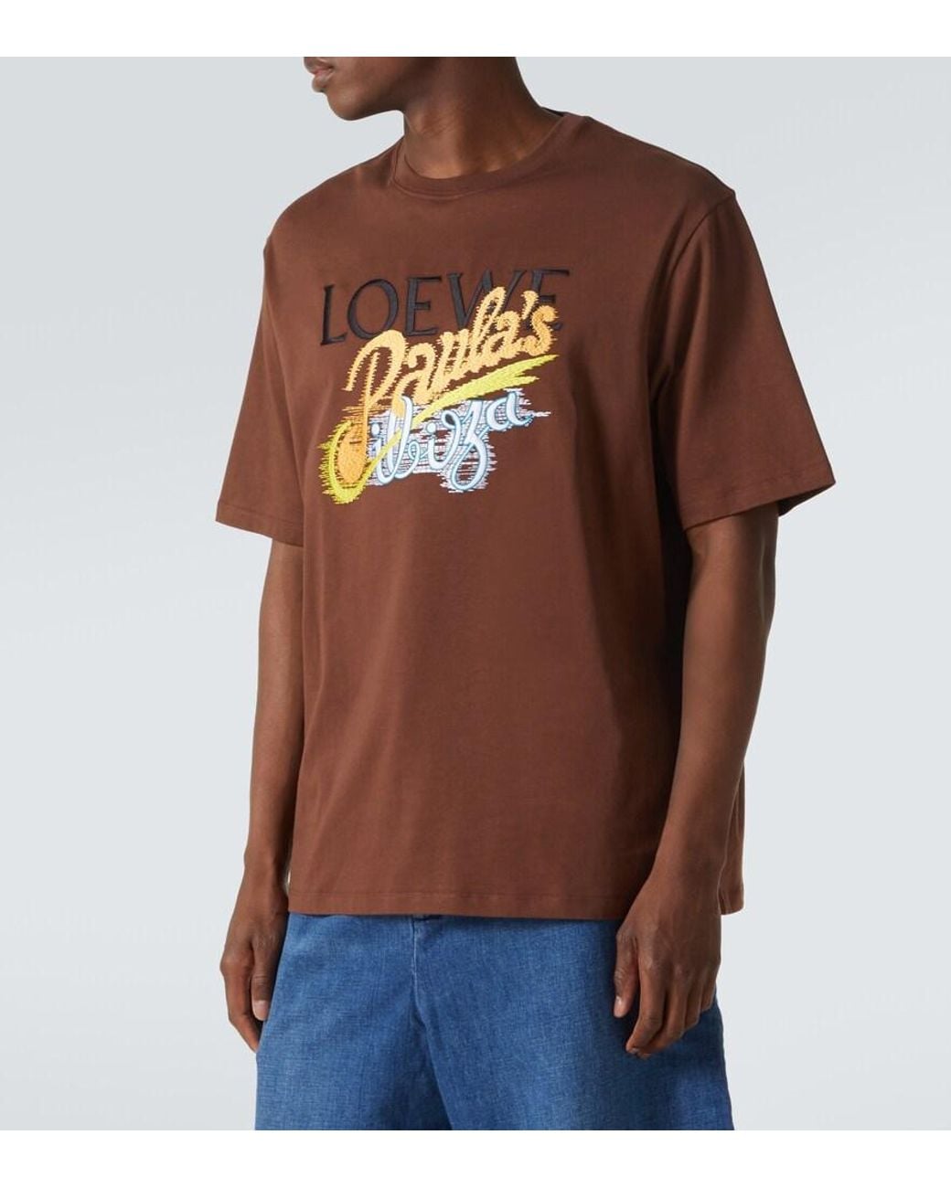 Loewe Brown Paula's Ibiza Printed Cotton Jersey T-Shirt for men