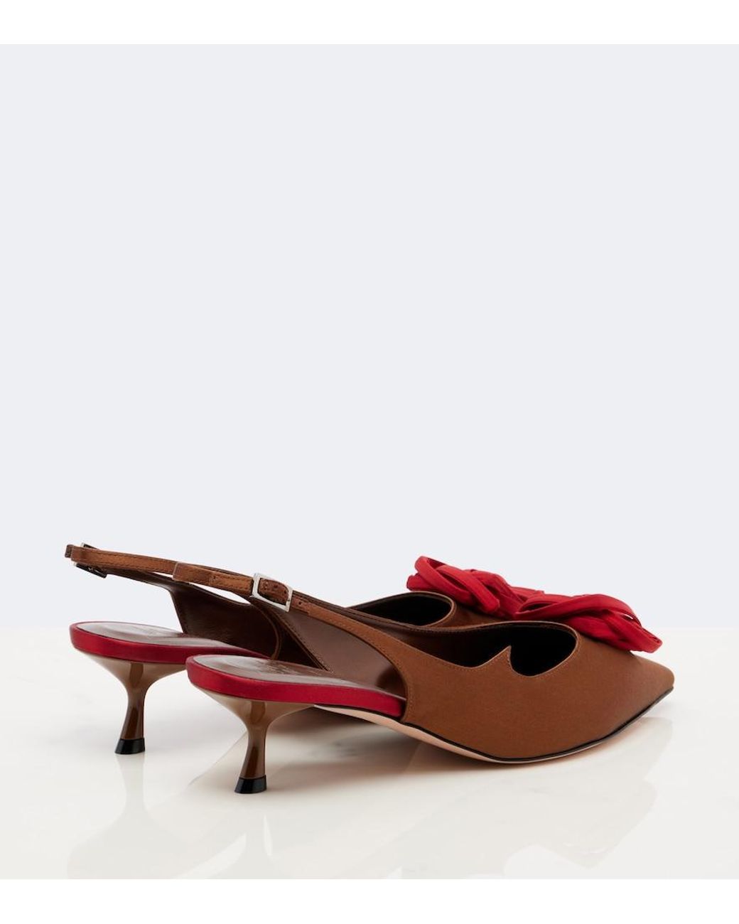 Roger Vivier Red Rose Vivier Satin Slingback Pumps