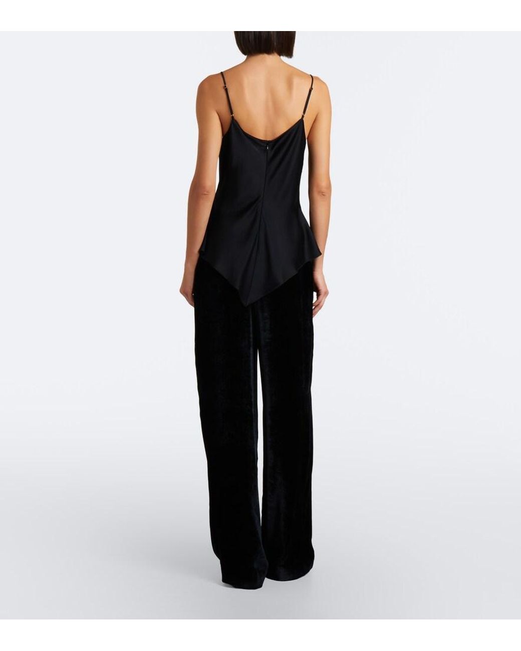 Stella McCartney Black Pleated Velvet Wide-Leg Pants