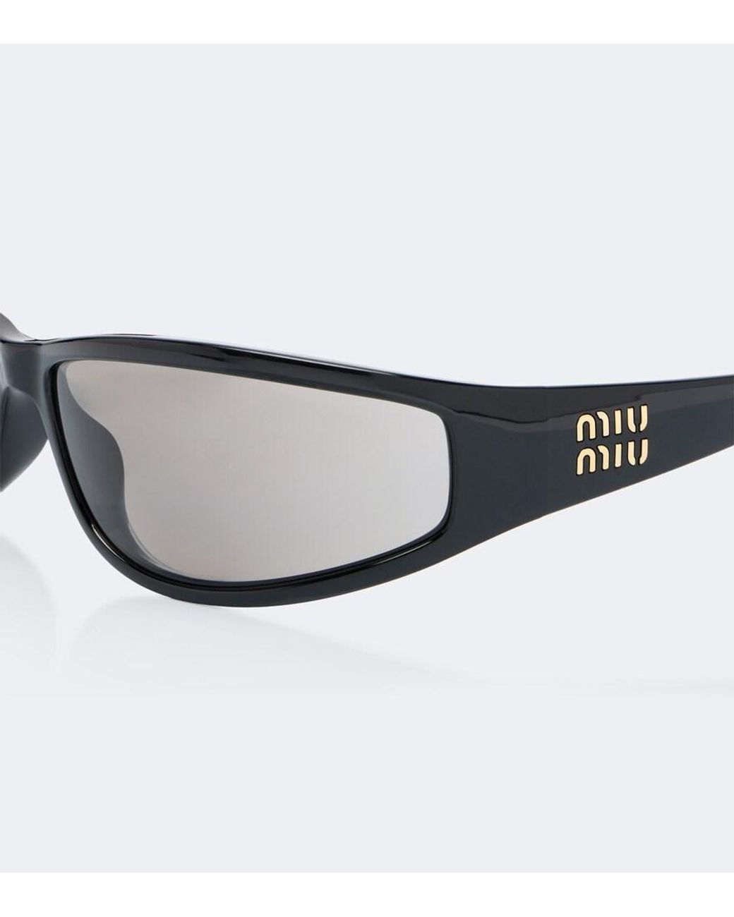 Miu Miu Black Signature Rectangular Sunglasses