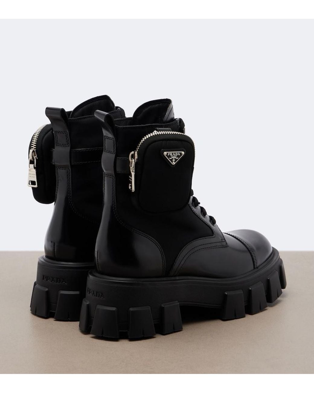 Prada Black Monolith Leather Ankle Boots