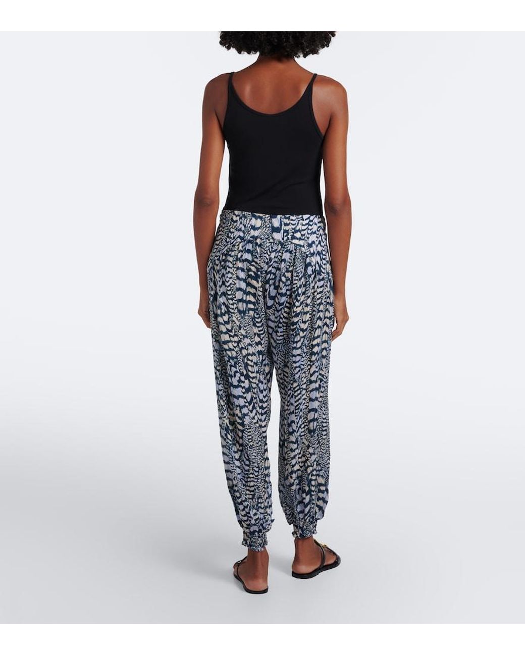 Johanna Ortiz Blue Whispered Motion Silk Georgette Balloon Pants